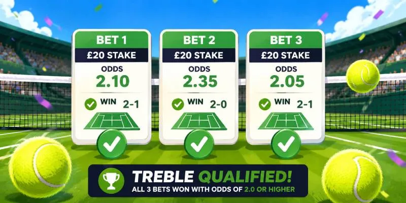Triple Play Wimbledon | Get &pound;15 in ACCA Free Bets