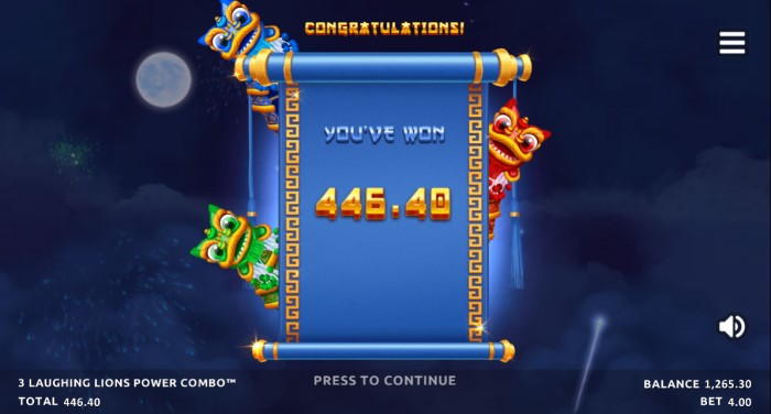 3 Laughing Lions Power Combo Game Review
