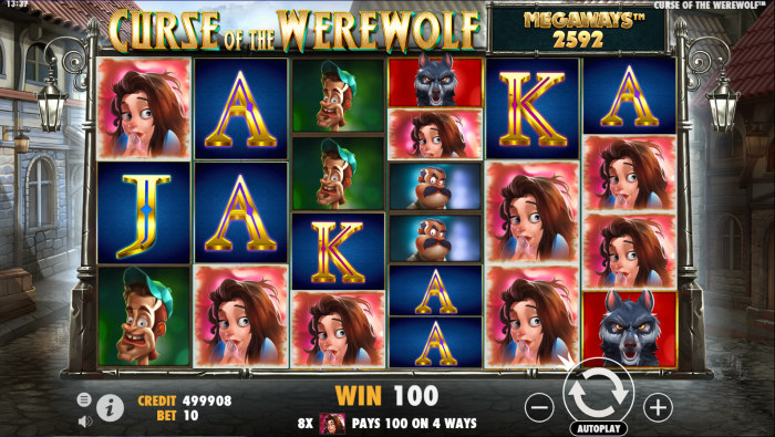 Gameplay of Curse of the Werewolf Megaways