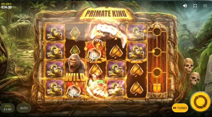 Primate King symbols and golden coin collection mechanic