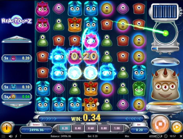 Reactoonz Quantum Leap features showing all five bonus types