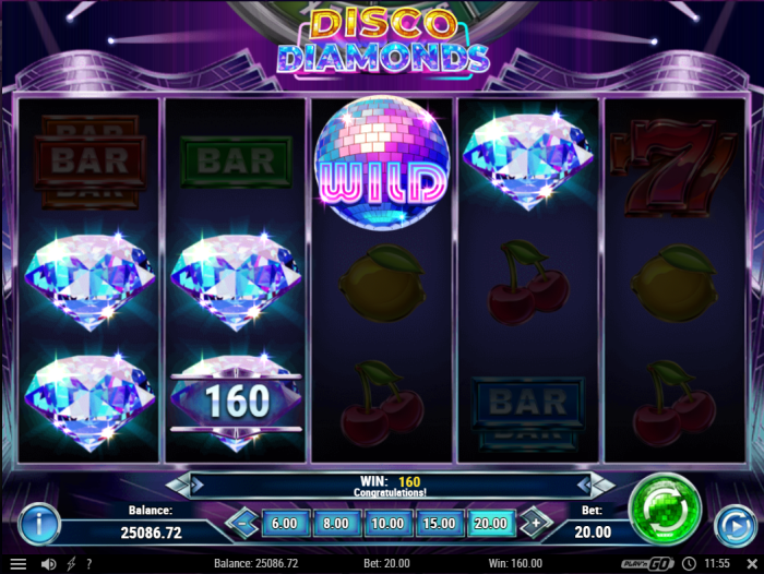 Disco Diamonds game interface showing full layout and controls