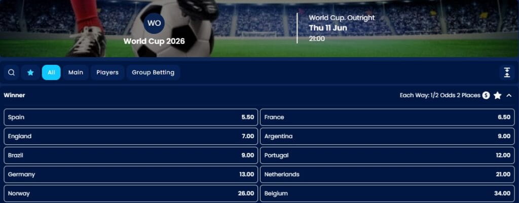 FIFA World Cup 2026 Betting Guide | Best Odds and Markets ⚽