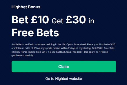 Highbet and BookiesBonuses Gives You &pound;30 in Free Bets